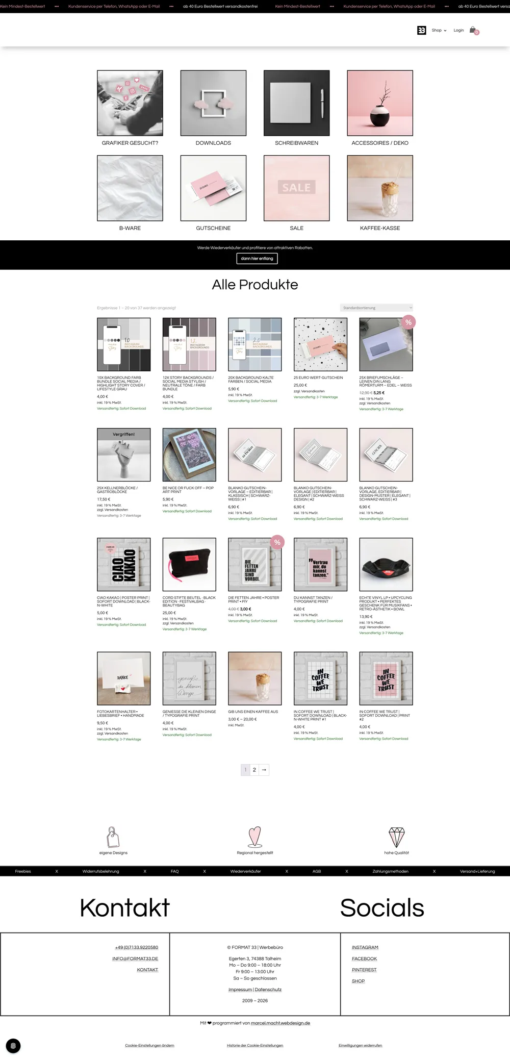 Lange Gesamtansicht vom Shop